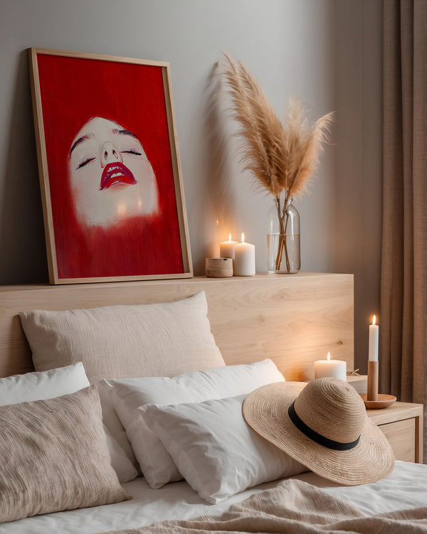 Red Lips Woman Art Print – Modernes Porträt Fine Art Atelierdruck Berlin