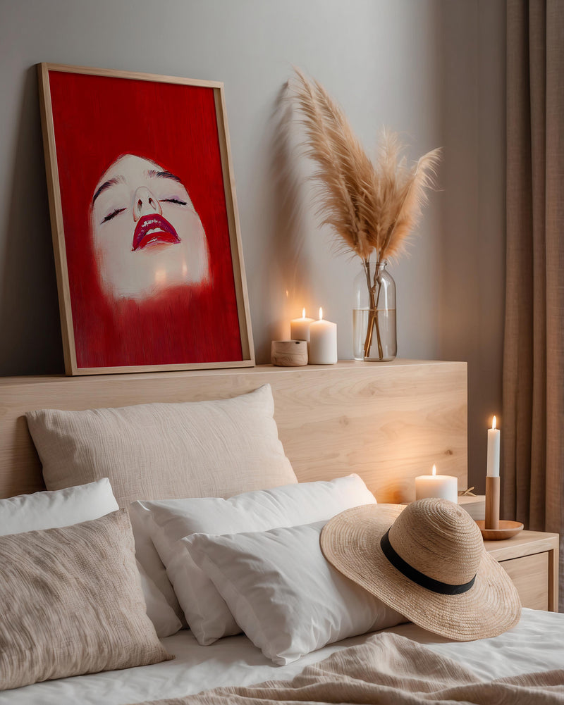 Red Lips Woman Art Print – Modernes Porträt Fine Art Atelierdruck Berlin — Ansicht 2