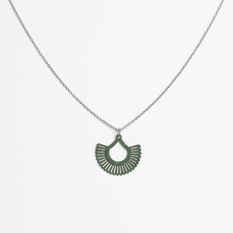 "Boho" Necklace with Wooden Pendant – featherlight, sustainable, skin-friendly — Ansicht 1