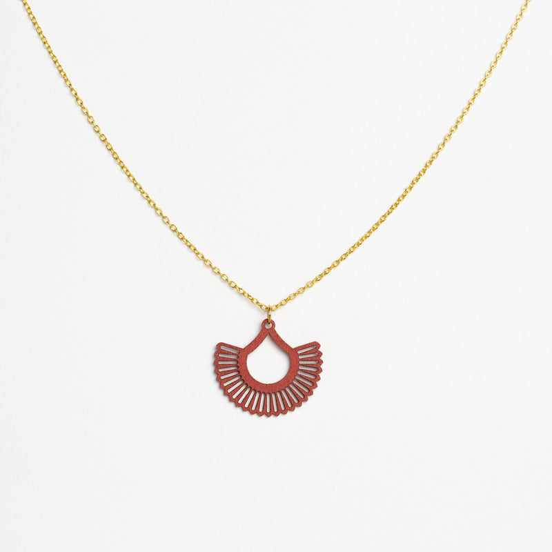 "Boho" Necklace with Wooden Pendant – featherlight, sustainable, skin-friendly — Ansicht 14