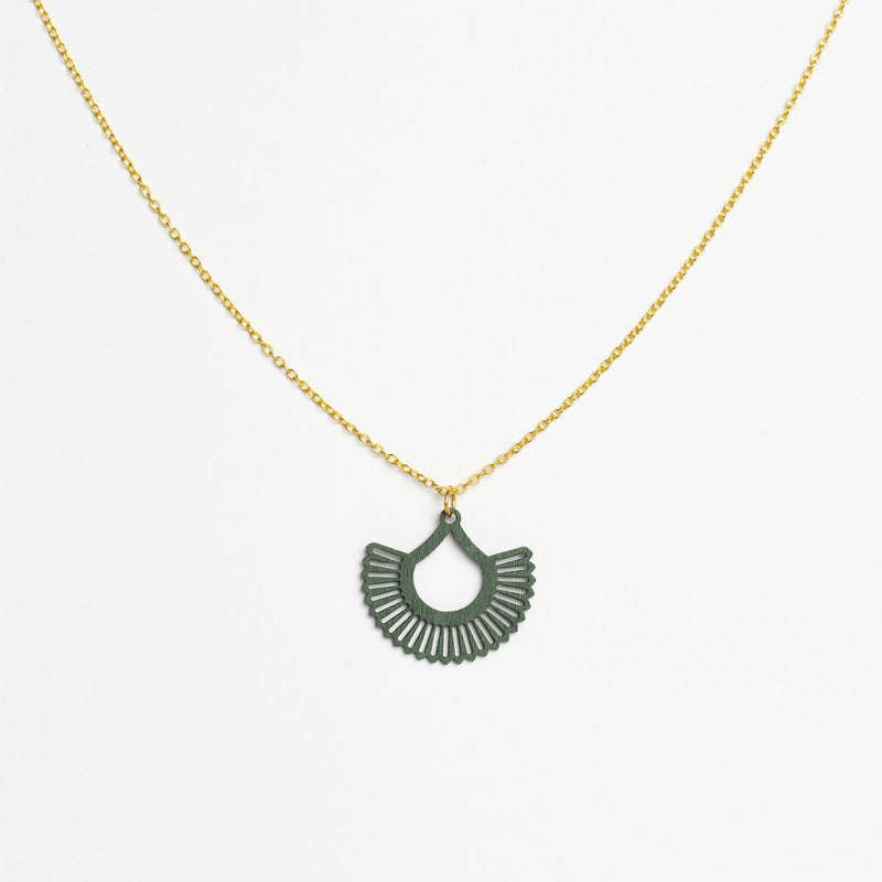 "Boho" Necklace with Wooden Pendant – featherlight, sustainable, skin-friendly — Ansicht 2