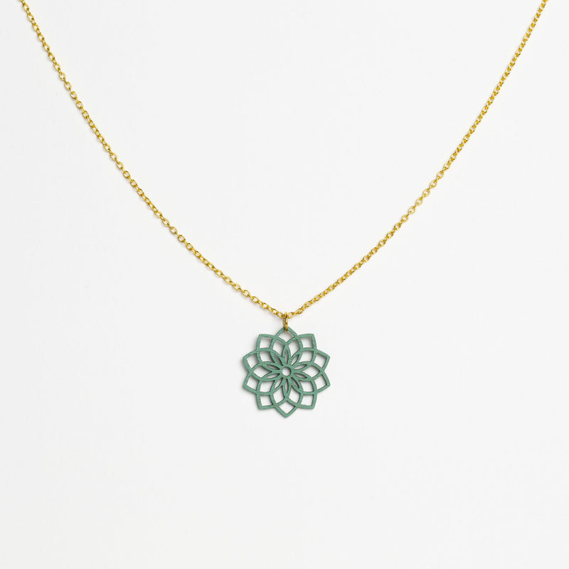 "Mandala" Necklace Wooden Pendant - feather-light, hypoallergenic, sustainable — Ansicht 2