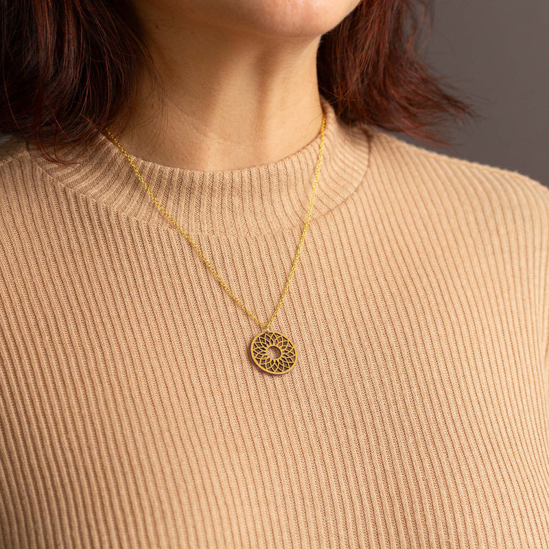 "Spirit" Necklace Wooden Pendant Stainless Steel – feather-light skin-friendly — Ansicht 34