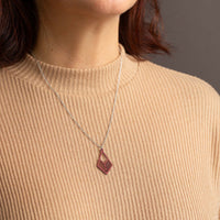 "Tribe" Necklace Wooden Pendant - Stainless Steel, Handmade — Ansicht 3