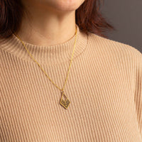 "Tribe" Necklace Wooden Pendant - Stainless Steel, Handmade — Ansicht 34
