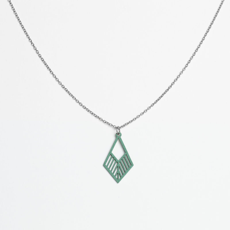 "Tribe" Necklace Wooden Pendant - Stainless Steel, Handmade — FEINFORMART