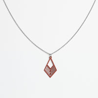 "Tribe" Necklace Wooden Pendant - Stainless Steel, Handmade — Ansicht 1