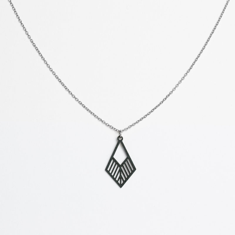 "Tribe" Necklace Wooden Pendant - Stainless Steel, Handmade — Ansicht 25