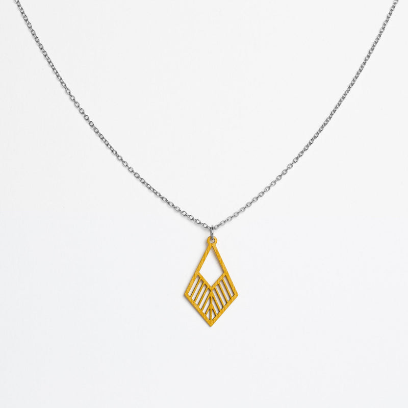 "Tribe" Necklace Wooden Pendant - Stainless Steel, Handmade — Ansicht 31