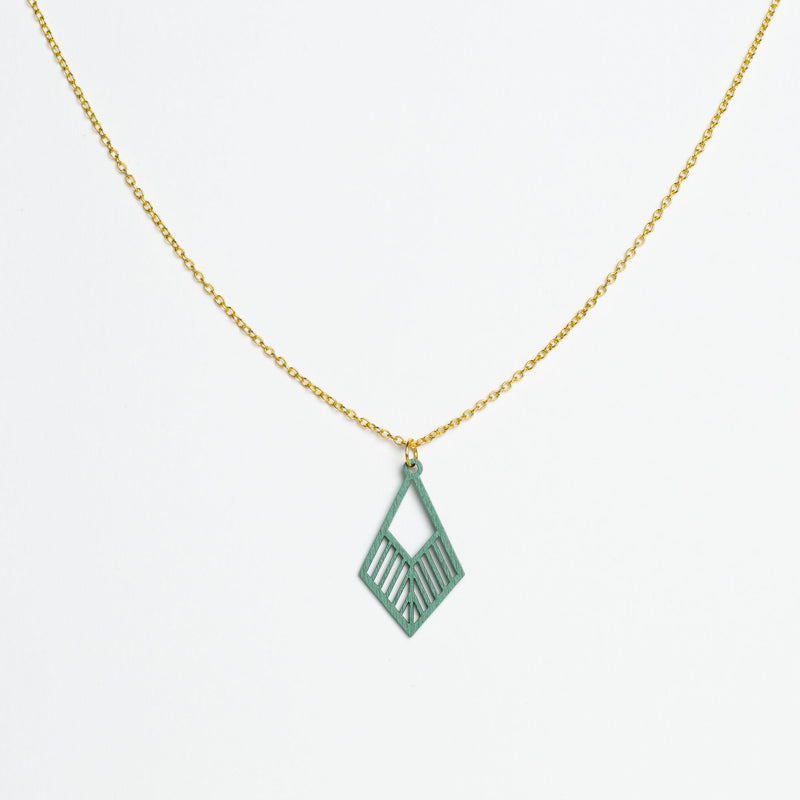 "Tribe" Necklace Wooden Pendant - Stainless Steel, Handmade — Ansicht 8