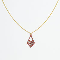 "Tribe" Necklace Wooden Pendant - Stainless Steel, Handmade — Ansicht 2
