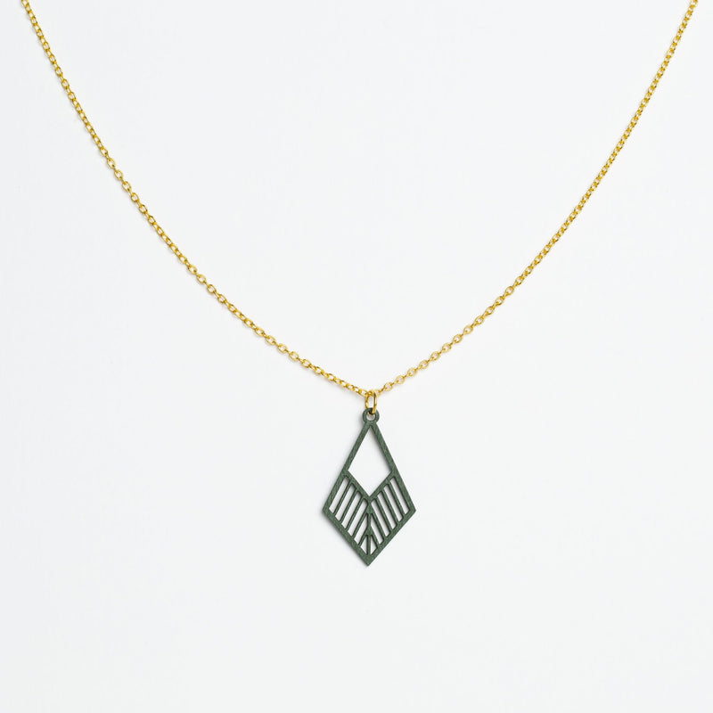 "Tribe" Necklace Wooden Pendant - Stainless Steel, Handmade — Ansicht 14