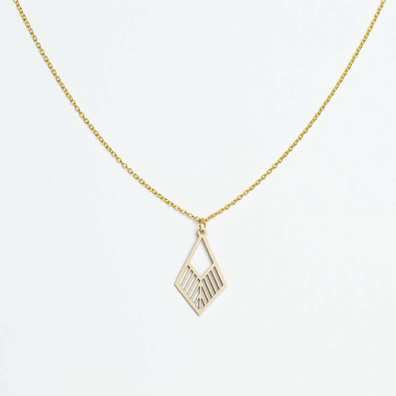 "Tribe" Necklace Wooden Pendant - Stainless Steel, Handmade — Ansicht 20