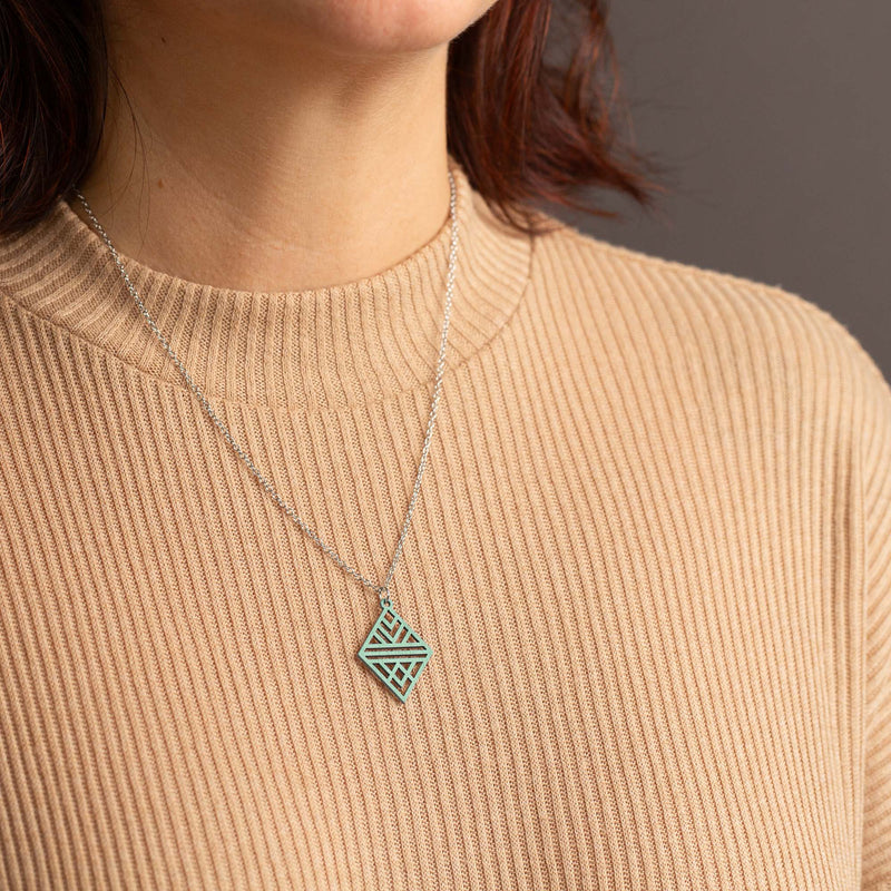 "Tribal Echo" Necklace Wooden Pendant - featherlight handmade hypoallergenic — Ansicht 9