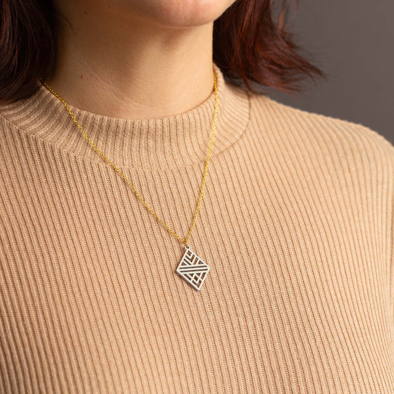 "Tribal Echo" Necklace Wooden Pendant - featherlight handmade hypoallergenic — Ansicht 28