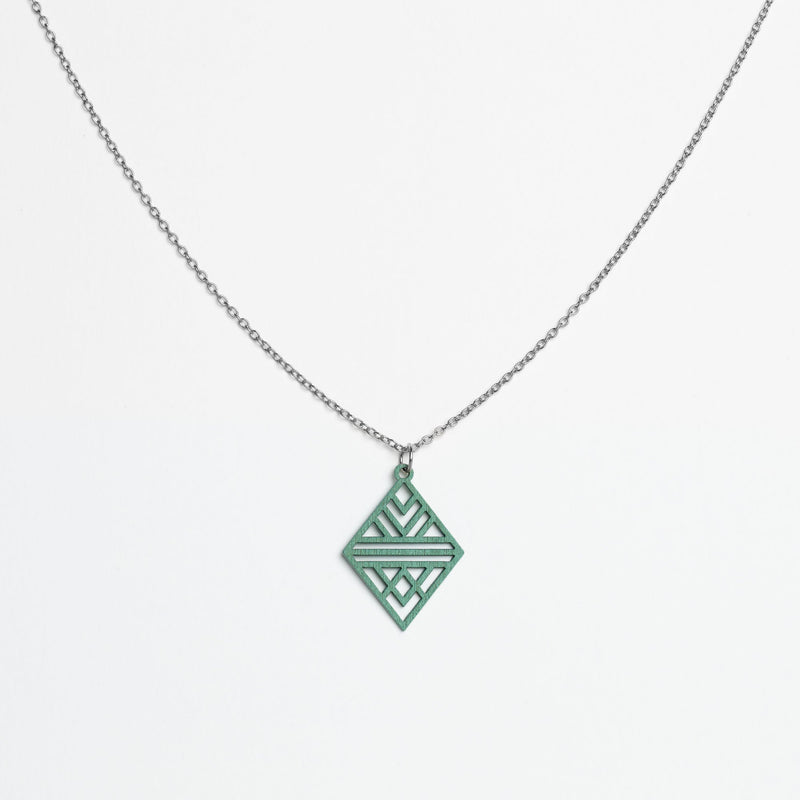 "Tribal Echo" Necklace Wooden Pendant - featherlight handmade hypoallergenic — FEINFORMART