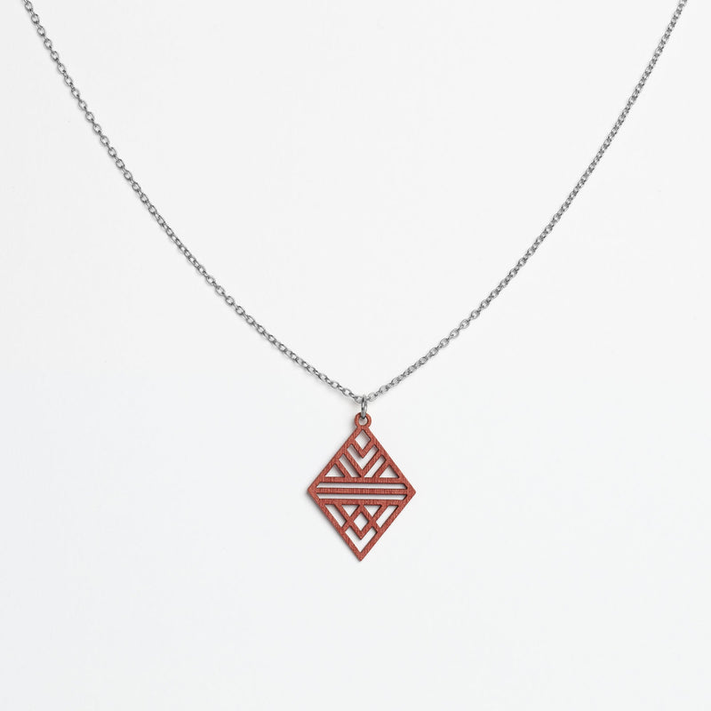 "Tribal Echo" Necklace Wooden Pendant - featherlight handmade hypoallergenic — Ansicht 13