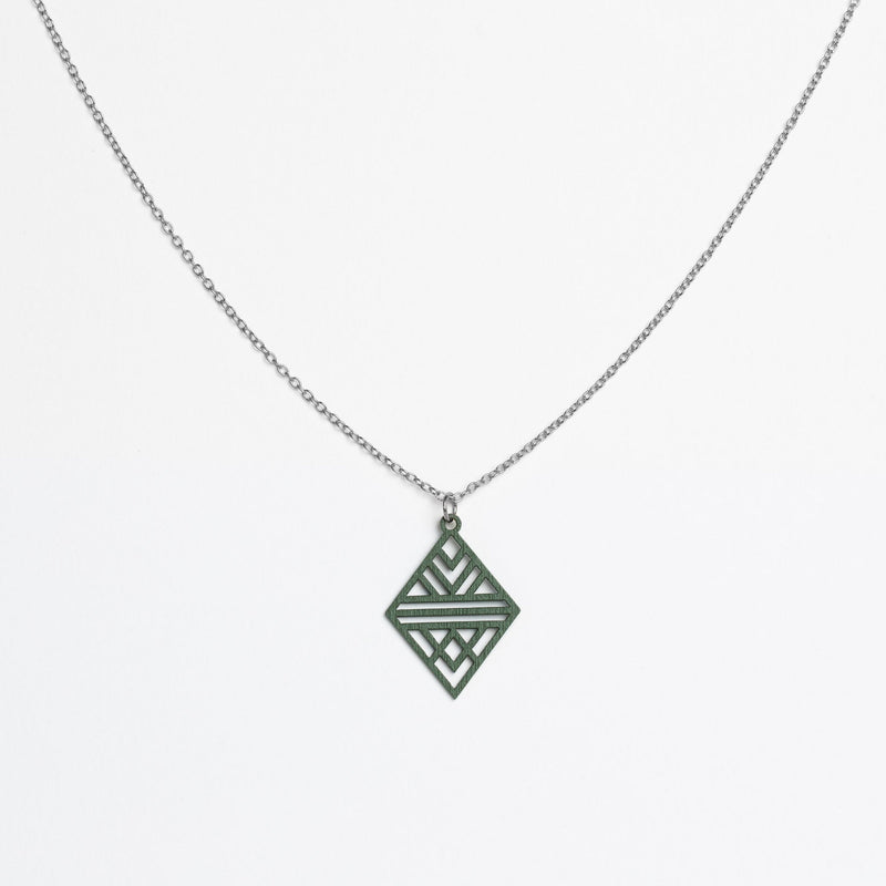 "Tribal Echo" Necklace Wooden Pendant - featherlight handmade hypoallergenic — Ansicht 19