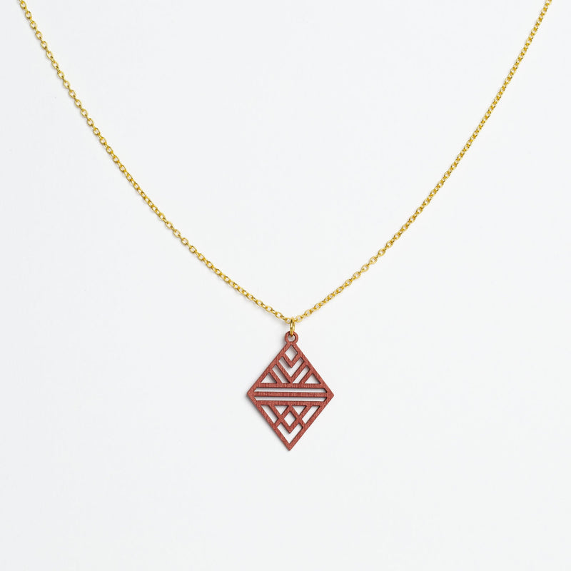 "Tribal Echo" Necklace Wooden Pendant - featherlight handmade hypoallergenic — Ansicht 14