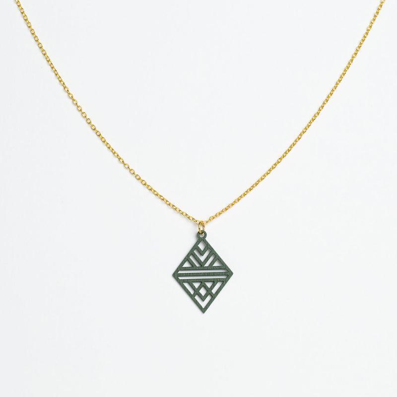 "Tribal Echo" Necklace Wooden Pendant - featherlight handmade hypoallergenic — Ansicht 20