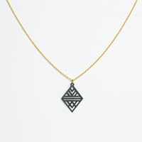 "Tribal Echo" Necklace Wooden Pendant - featherlight handmade hypoallergenic — Ansicht 2