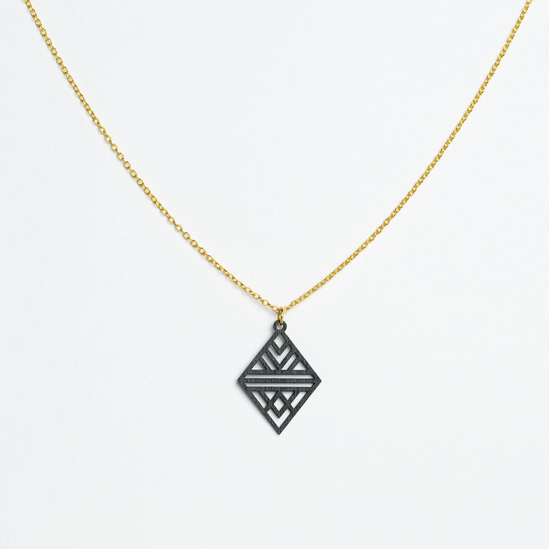 "Tribal Echo" Necklace Wooden Pendant - featherlight handmade hypoallergenic — Ansicht 2