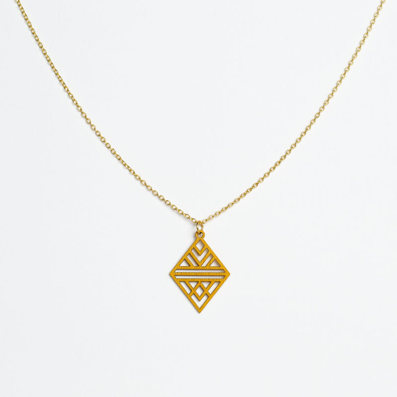 "Tribal Echo" Necklace Wooden Pendant - featherlight handmade hypoallergenic — Ansicht 32