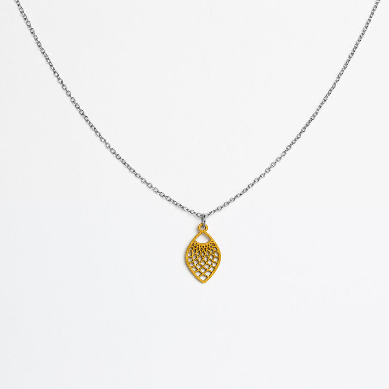 "Leaf" Necklace Wooden Pendant – Hypoallergenic Stainless Steel — Ansicht 31