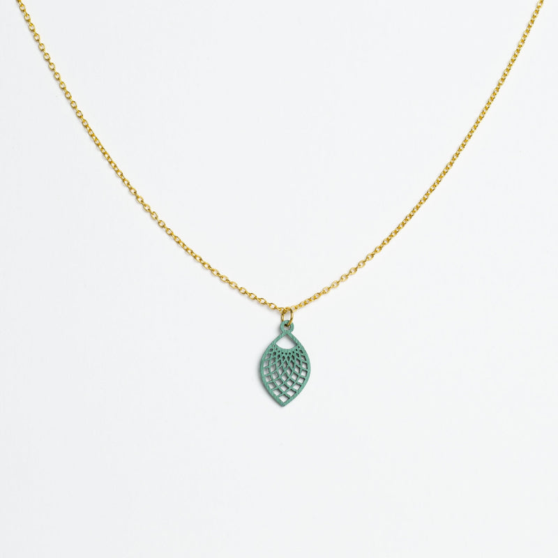 "Leaf" Necklace Wooden Pendant – Hypoallergenic Stainless Steel — Ansicht 8