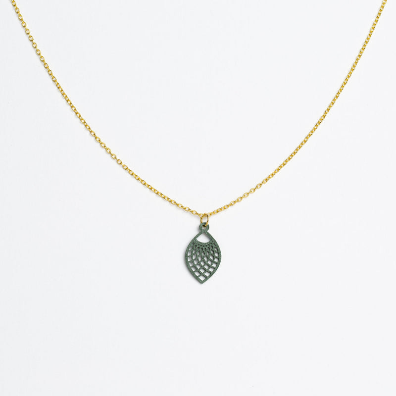 "Leaf" Necklace Wooden Pendant – Hypoallergenic Stainless Steel — Ansicht 20