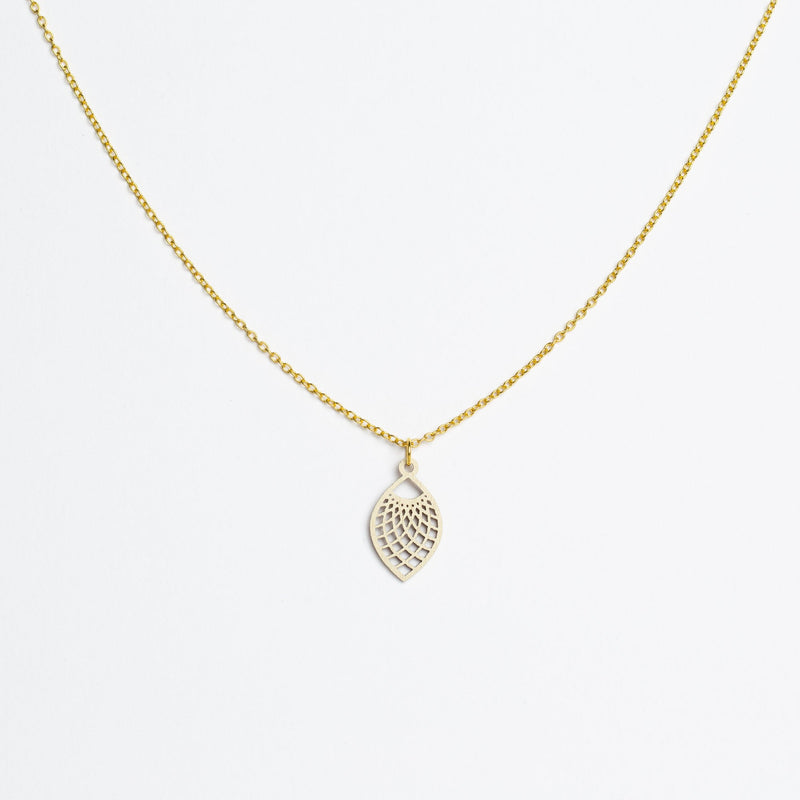 "Leaf" Necklace Wooden Pendant – Hypoallergenic Stainless Steel — Ansicht 26