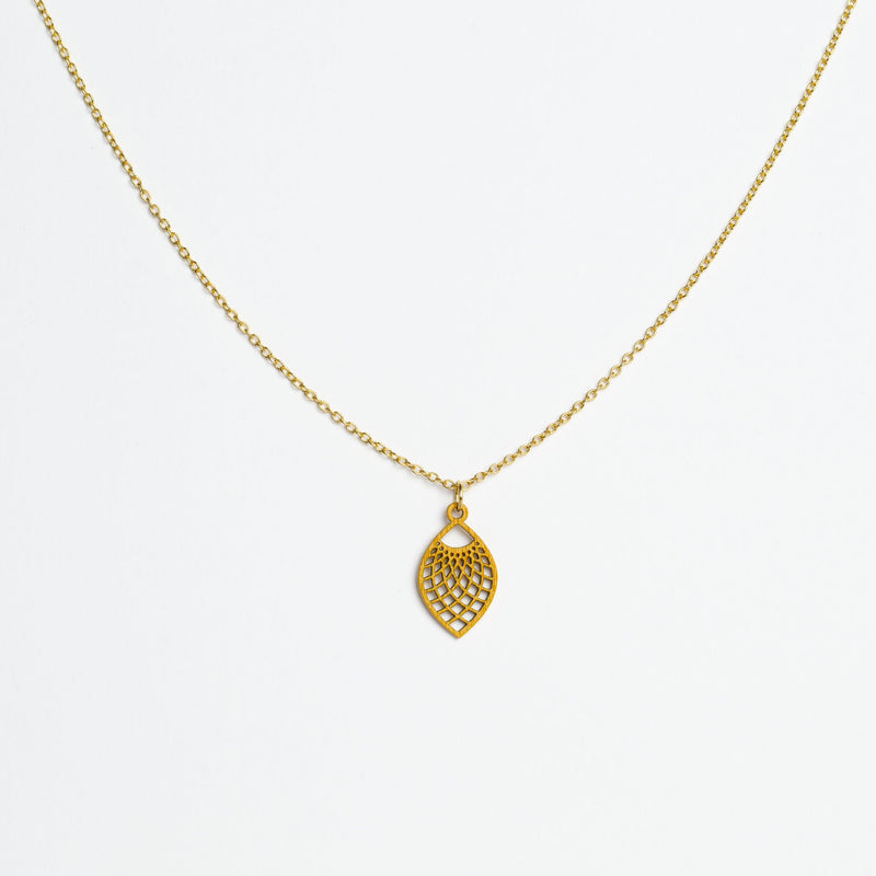 "Leaf" Necklace Wooden Pendant – Hypoallergenic Stainless Steel — Ansicht 32
