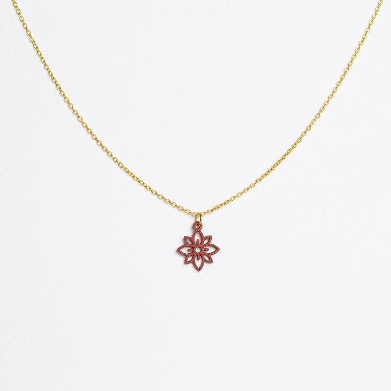 "Flower Mini" Necklace Wooden Pendant - feather-light, hypoallergenic, sustainable — Ansicht 14