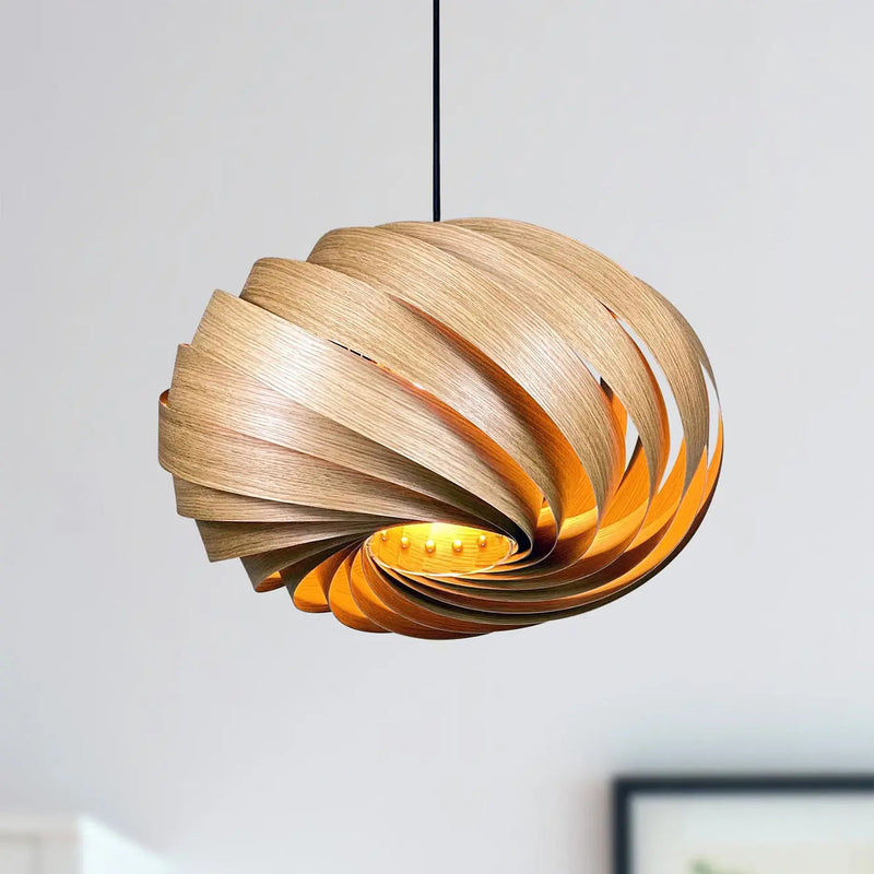 Suspension lamp 'Quiescenta' made of oak wood — Gofurnit