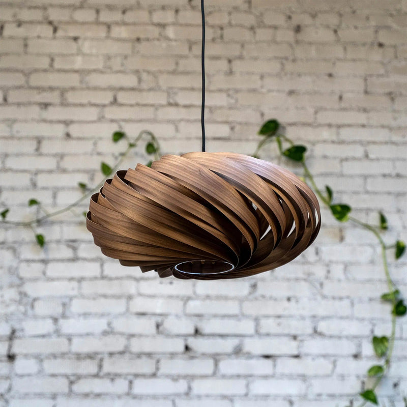 Veneria Pendant Light 50 cm Walnut Wood – Spiral Design with Natural Light — Ansicht 2