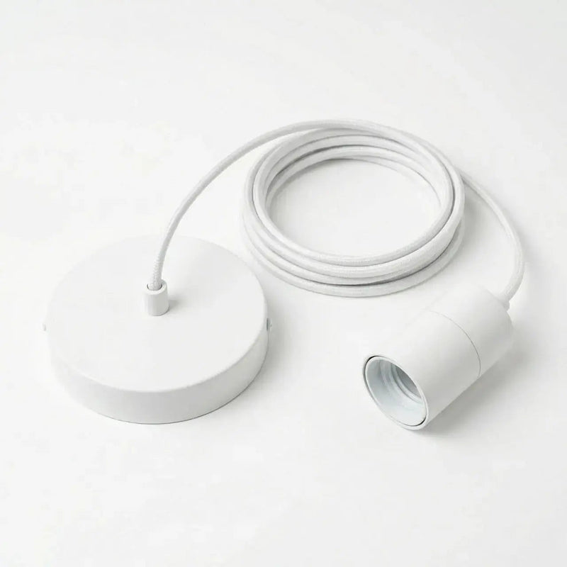 Pendant light white E27 socket – Matte white aluminum housing, 200 cm textile cable — Ansicht 3