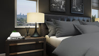 Duvet Cover Set Solid Anthracite 100% Cotton Sateen 300 TC Easy Iron — Ansicht 1
