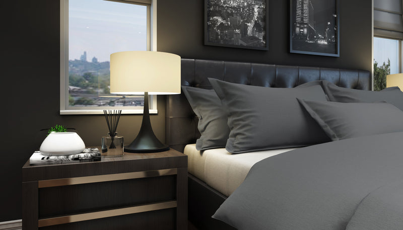Duvet Cover Set Solid Anthracite 100% Cotton Sateen 300 TC Easy Iron — von der Thannen Luxury Bedding