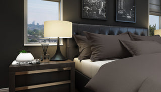 Bed linen set Uni Chocolate with decorative stitching 100% mercerized cotton satin 300 TC easy-iron