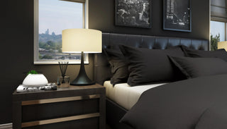 Bettwäsche Set Nero Uni – 100% mercerisierte Baumwolle | Schweizer Satin 300 TC | Bügelleicht