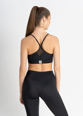 Sports Bra – Tiffany – Schwarz | Netzeinsätze | Verstellbare Träger | Nachhaltiges ECONYL®