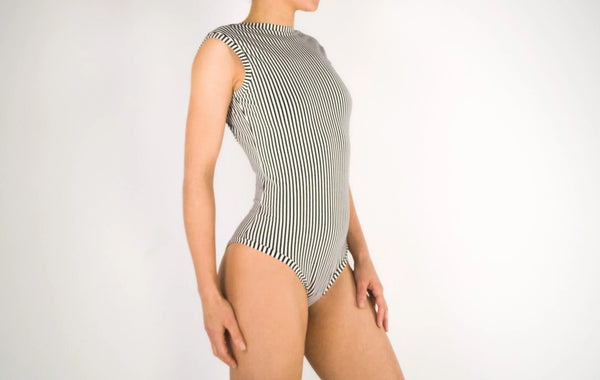 BODY LINE Striped Boat Neck Bodysuit Organic Cotton