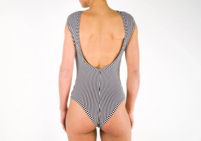 BODY LINE Striped Boat Neck Bodysuit Organic Cotton — KEIJN