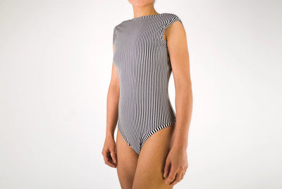 BODY LINE Striped Boat Neck Bodysuit Organic Cotton