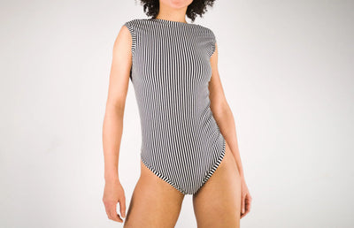 BODY LINE Striped Boat Neck Bodysuit Organic Cotton