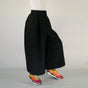 PANTS SMOOTH BLACK Wide Tencel Trousers Pleats Stone Nut Detail