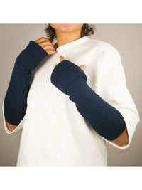 Arm Warmers BLUE BIG FOLD – Organic cotton, long style — Ansicht 2