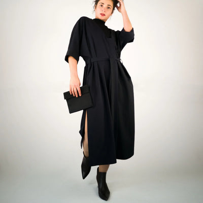 DRESSCOAT Convertible Coat Dress Made from Deadstock Cool Wool