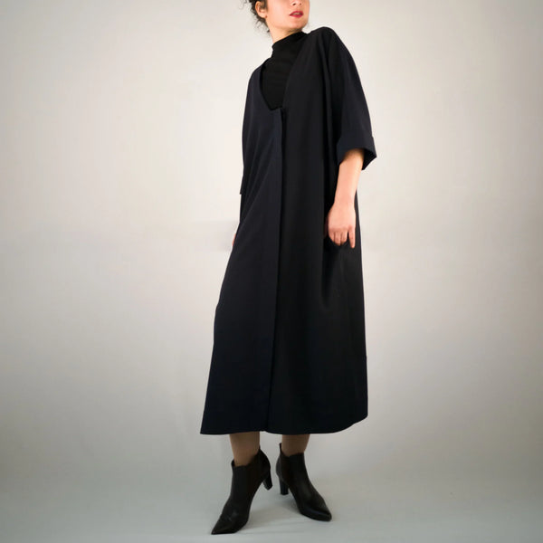 DRESSCOAT Convertible Coat Dress Made from Deadstock Cool Wool