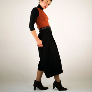 Culotte SMART | Weit schwingende Hose mit Bundfalten | Bio-Moleskin